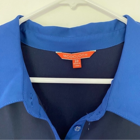 ModCloth Just My Typist Dress Women’s Sz 20 Pleated, Button Front Navy Blue - Picture 7 of 13